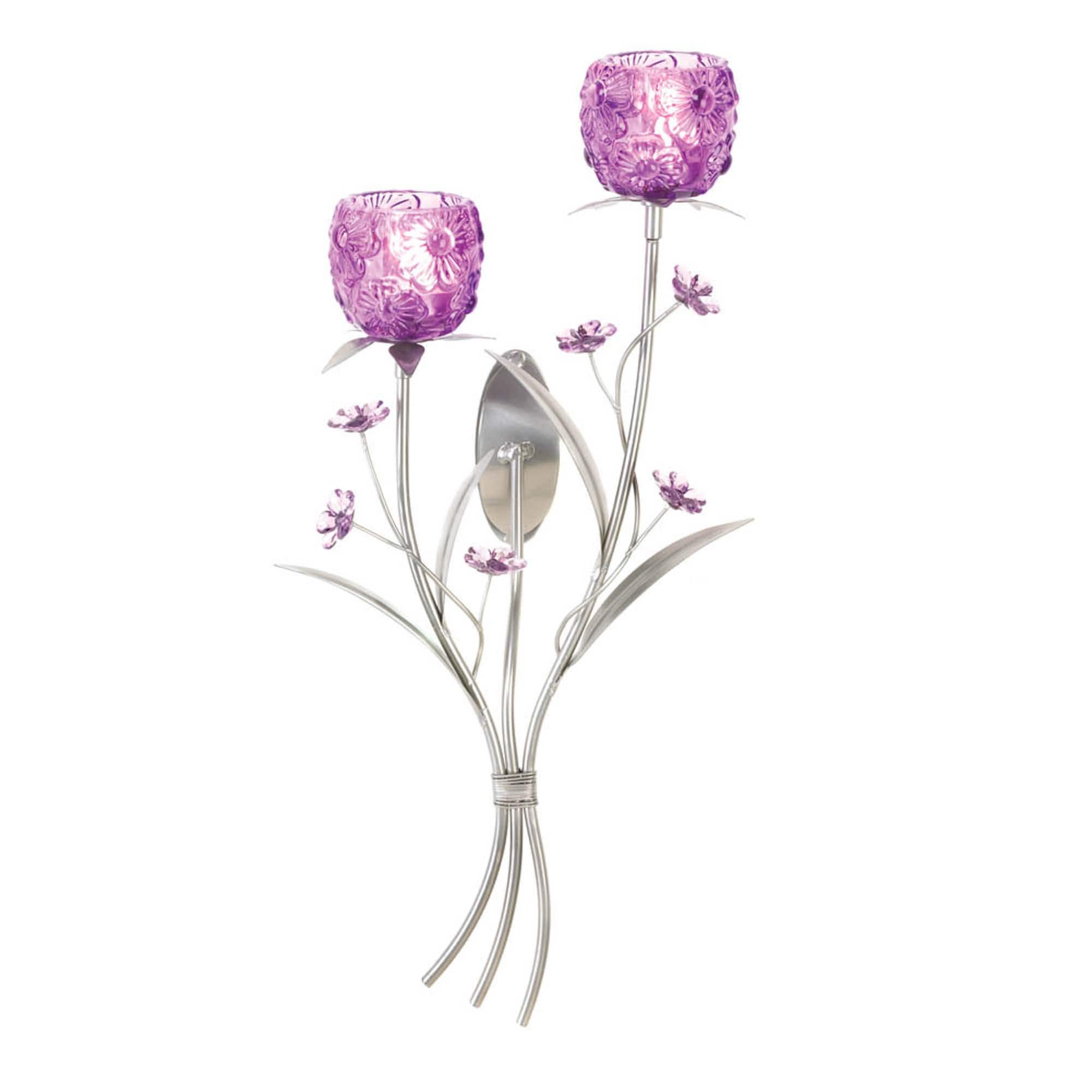 17.25" Fuchsia Blooms Candle Wall Sconce